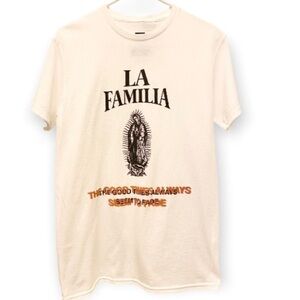Our Lady Guadalupe T Shirt NWT Small Mens, La Familia, White, Catholic, Mary